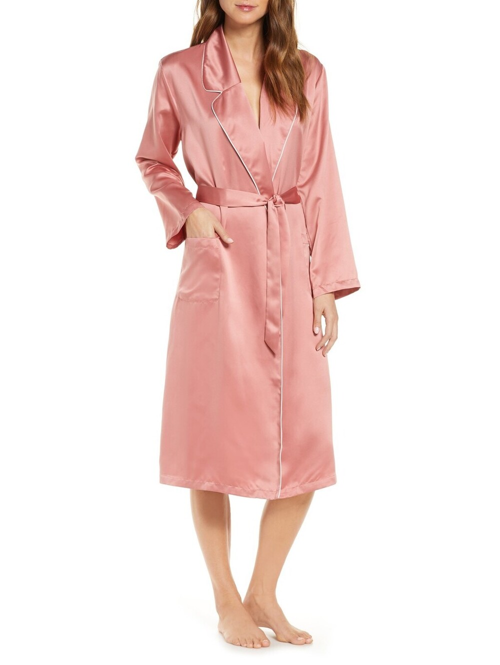 Women's Rachel Parcell woman Satin Robe, Size Large - Pink